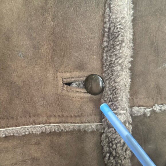 Peter Pan Canada Vintage 90s Shearling Leather Fur Short Coat Jacket Brown Warm - Picture 10 of 16